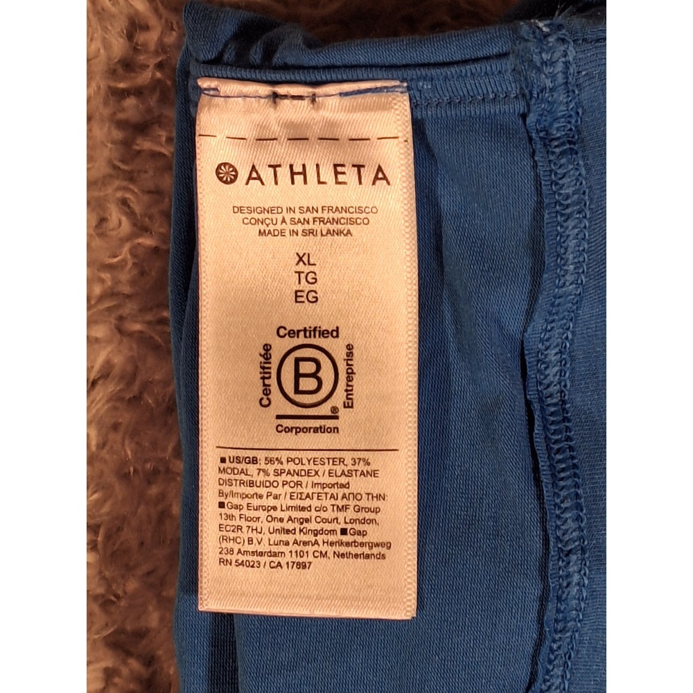 Athleta Blue Racerback Tank Top Ruched Sides Athletic Workout Activewear XL - Picture 9 of 10